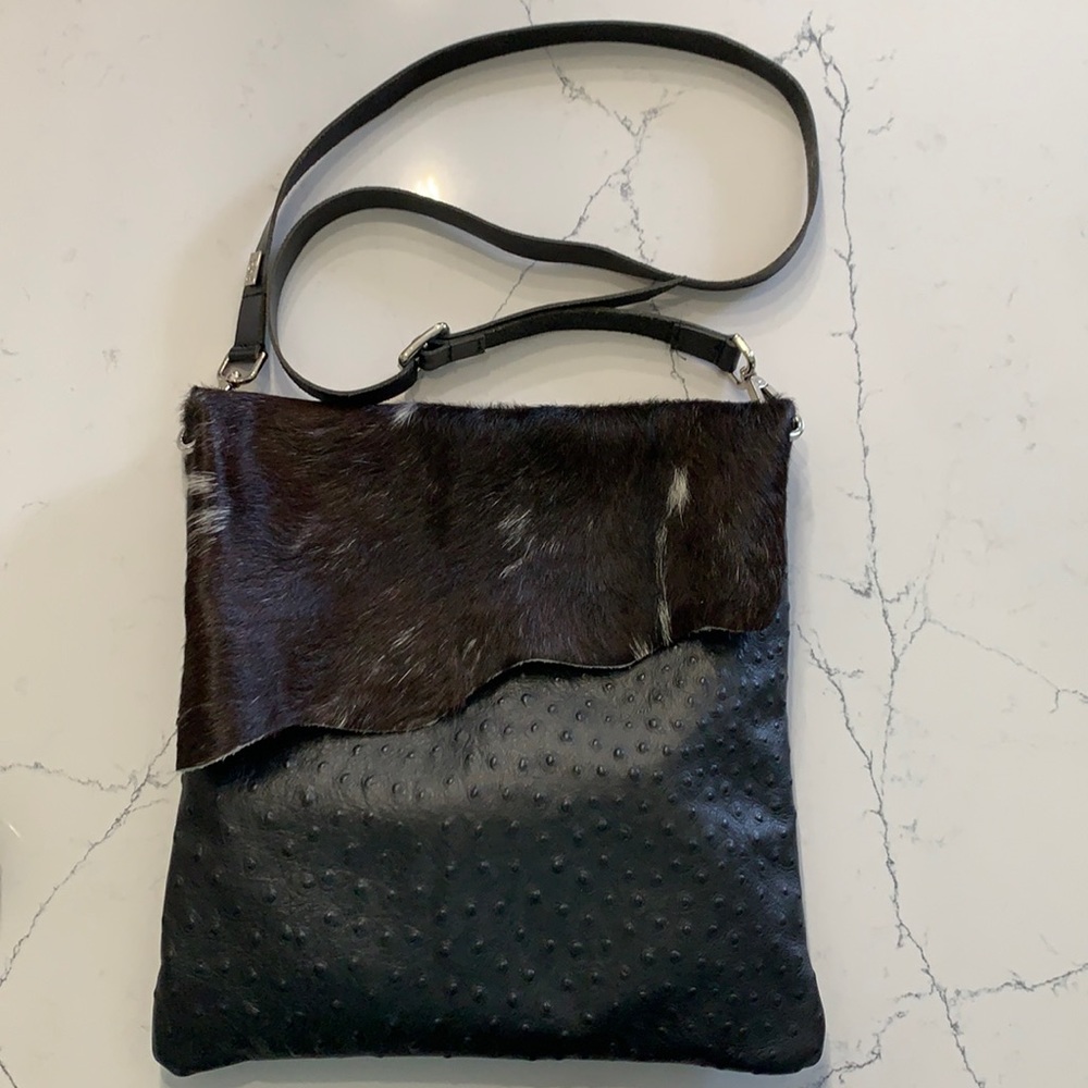 Handbag cross-body, black leather